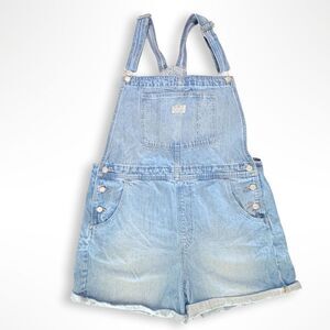 Levi's Women's Vintage Shortalls, XL, Light Wash 90s Overall Shorts Butter Mom